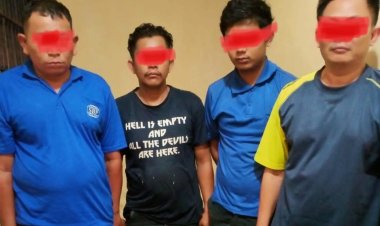 Empat Pelaku Penggelapan Barang Milik PT.IKPP Perawang diamankan Tim Opsnal Polsek Tualang.