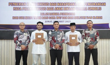 Rutan Kelas I Pekanbaru Ikuti Penyerahan Remisi Khusus Hari Raya Idul Fitri dan Nyepi 2025