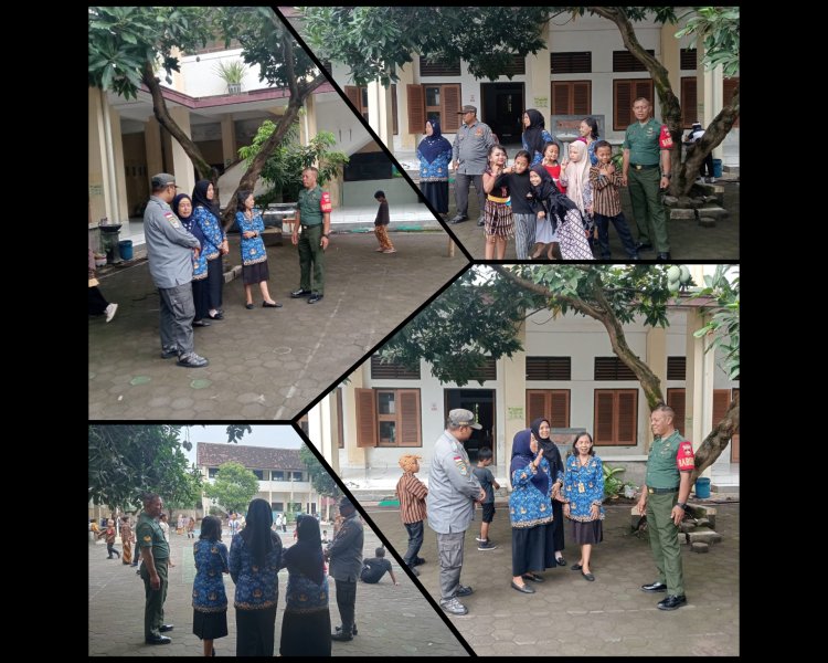 Babinsa Joyotakan Jalin Komsos dengan Guru SD Mijipinilihan