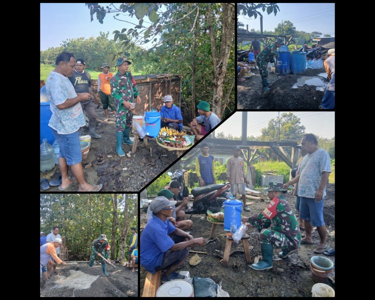 Babinsa Simo Bantu Warga Bangun Rumah di Boyolali