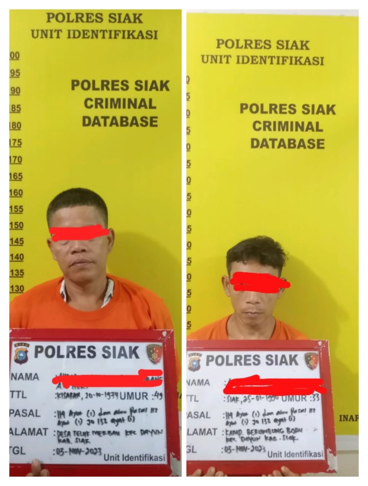 Tim Opsnal Satres Narkoba Polres Siak Amankan Dua Orang Pria Diduga Pelaku Penyalahgunaan Narkotika