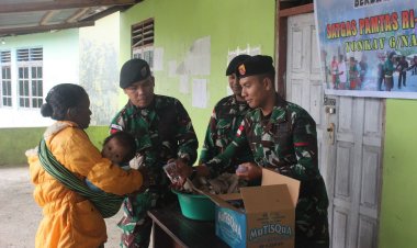 Truck Senyum Kembali Beraksi: Jumat Kasih, Satgas Yonkav 6/Naga Karimata Berbagi Kebaikan di Desa Lemon