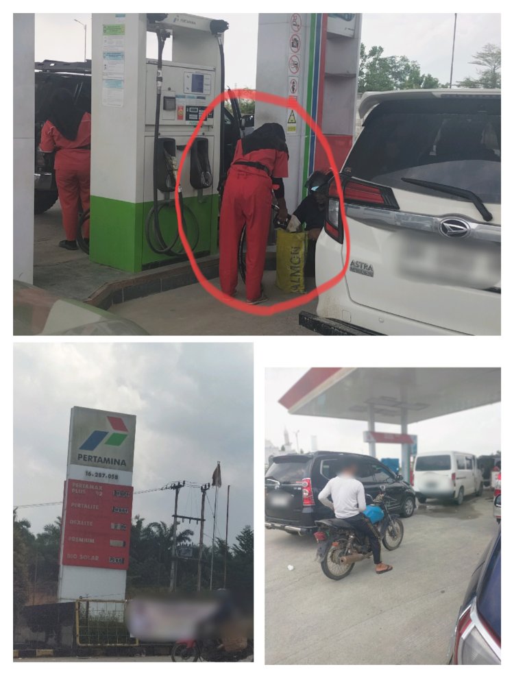 Diduga SPBU Jalan Baru Nomor 16.287.058 Dikabarkan Melakukan Pengisian BBM Menggunakan Jerigen dan Motor Langsir
