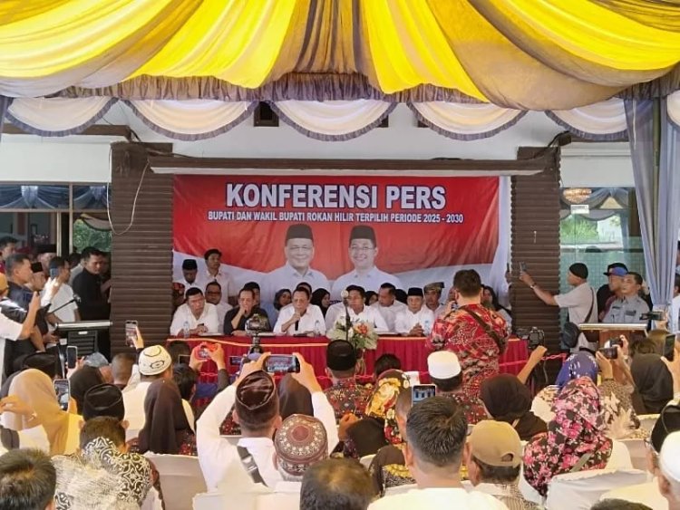 Paslon Bijak Gelar Konferensi Pers di Bagansiapiapi, Ungkap Komitmen Bangun Rohil Lebih Maju