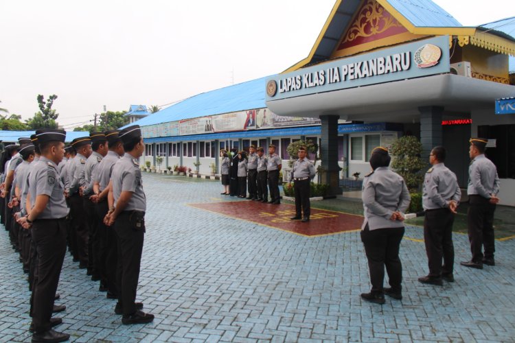 Lapas Pekanbaru Laksanakan Apel Pagi Perdana Pasca Libur Hari Raya Idul Fitri 1446 H