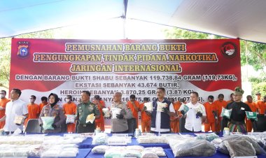 Barang Bukti Narkoba Hasil Pengungkapan 3 Bulan Terakhir Dimusnahkan Polda Riau