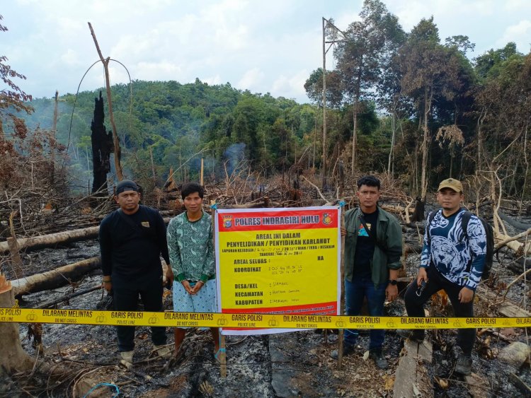 Polisi Amankan Pelaku Pembakar Lahan di Indragiri Hulu