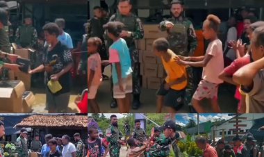 Satgas Pamtas Yonif 763/SBA Pos Yembun Berbagi Makanan dengan Warga Tambrauw