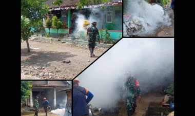 Babinsa Simo dan Puskesmas Fogging Massal Cegah DBD di Desa Wates Boyolali