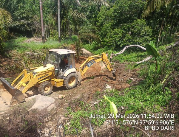 Atas Tindak Lanjut Arahan Bupati Dairi, BPBD Tuntaskan Perbaikan Jalan Dan Pembersihan Drainase Di Kecamatan Tanah Pinem