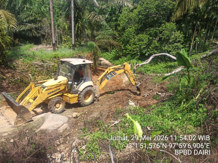 Atas Tindak Lanjut Arahan Bupati Dairi, BPBD Tuntaskan Perbaikan Jalan Dan Pembersihan Drainase Di Kecamatan Tanah Pinem