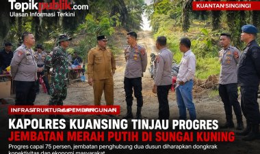 Jembatan Merah Putih Sungai Kuning Capai 75 Persen, Ditinjau Kapolres Kuansing